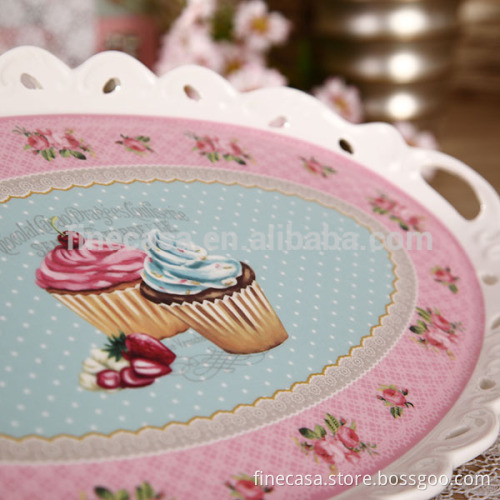 15 Inches Elegant Fine New Bone China Ceramic Tea Tray